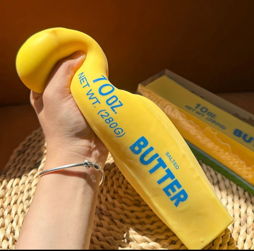 Jumbo Butter Squishy strekkes – 24 cm stor smør-squishy